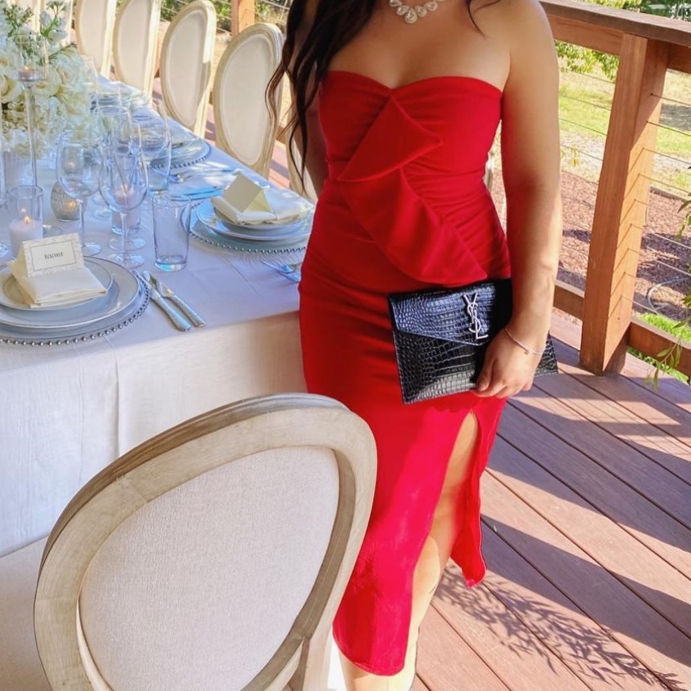 Red midi formal dress